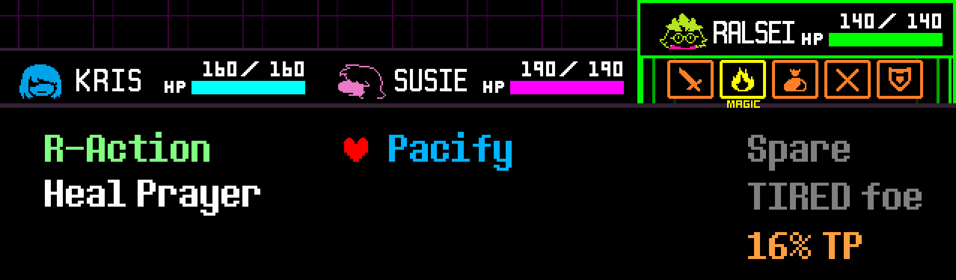 PACIFY option selected