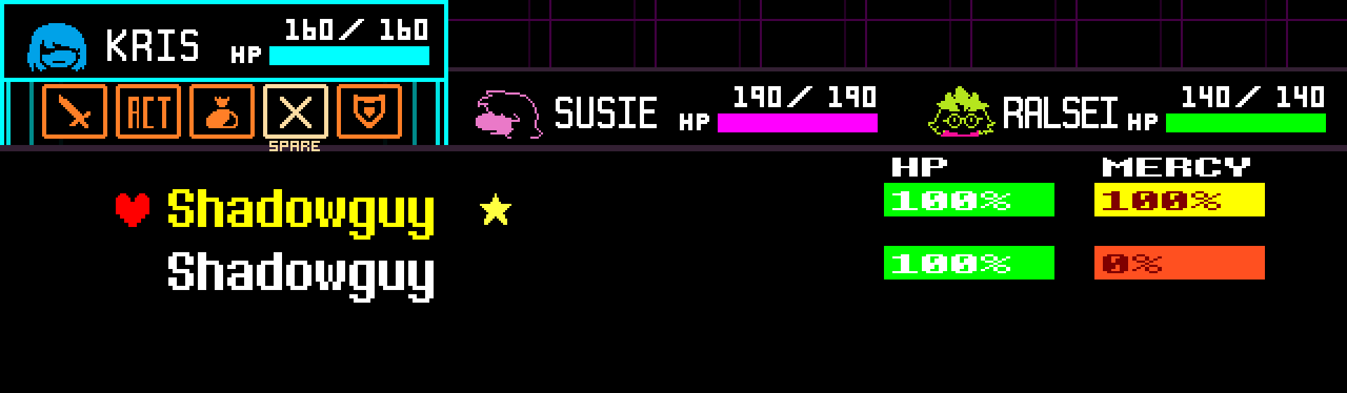 Yellow name = ready to SPARE