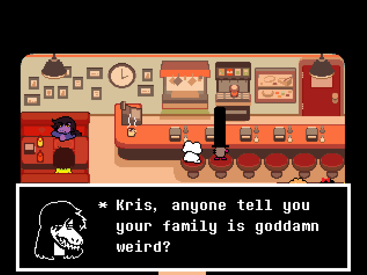 Susie with Kris at diner: Kris, anyone tell you your family is goddamn weird?